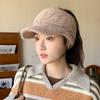 New Winter Plush Ear Protecting Peaked Cap for Women Korean Style Versatile Empty Top Ponytail Warm Baseball Hat