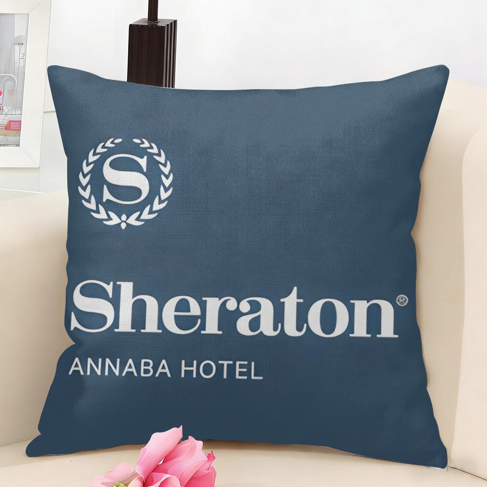 Fashion SSheratonS Hotels Cushion Cover Natural Linen Organic Fabric DoubleSided Printing Couch Pillow Covers Home Decor