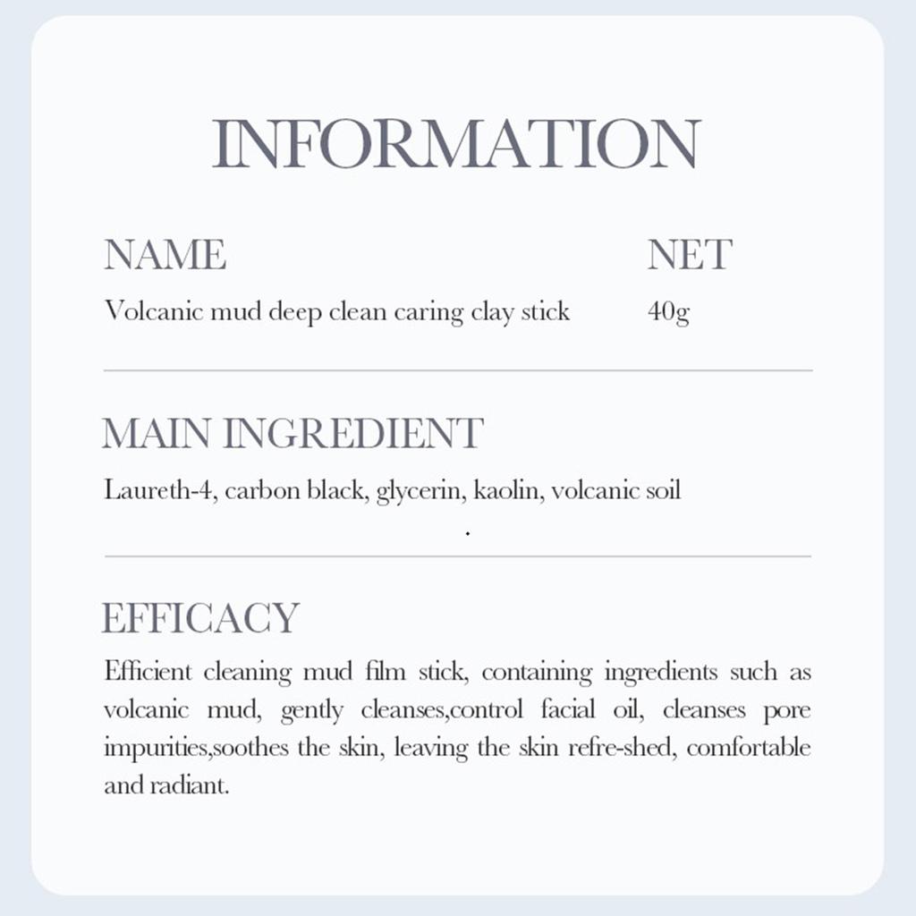 DEEPLY CLEANSE SOOTHING SHRINK SKIN PORES,Clean And Tighten Facial Mud Mask Stick, Easy To Apply, Easy To Rinse 40g