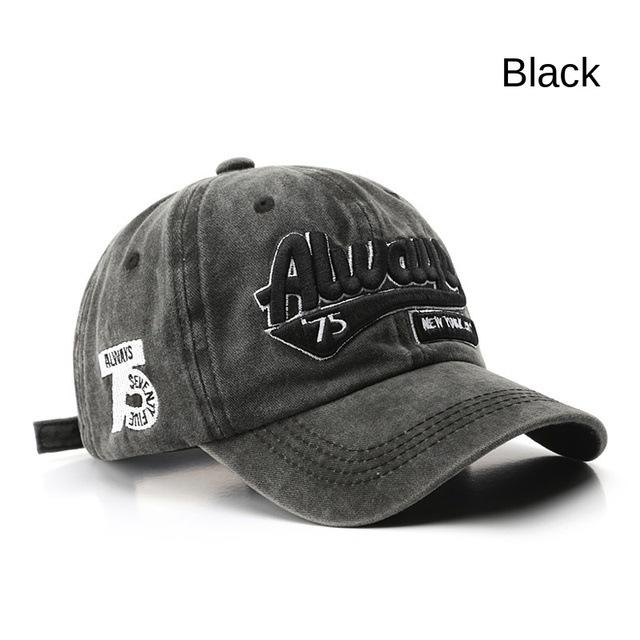 2026 Spring/Summer Unisex Cotton Baseball Cap Vintage Washed with Alphabet ALWAYS Embroidery - Hip-Hop Inspired Snapback Design