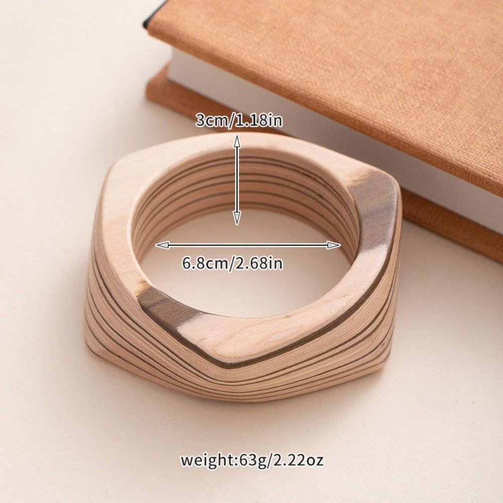 Texture Wooden Bracelet Wide Geometric Bangles New Wooden Bangles  Gifts