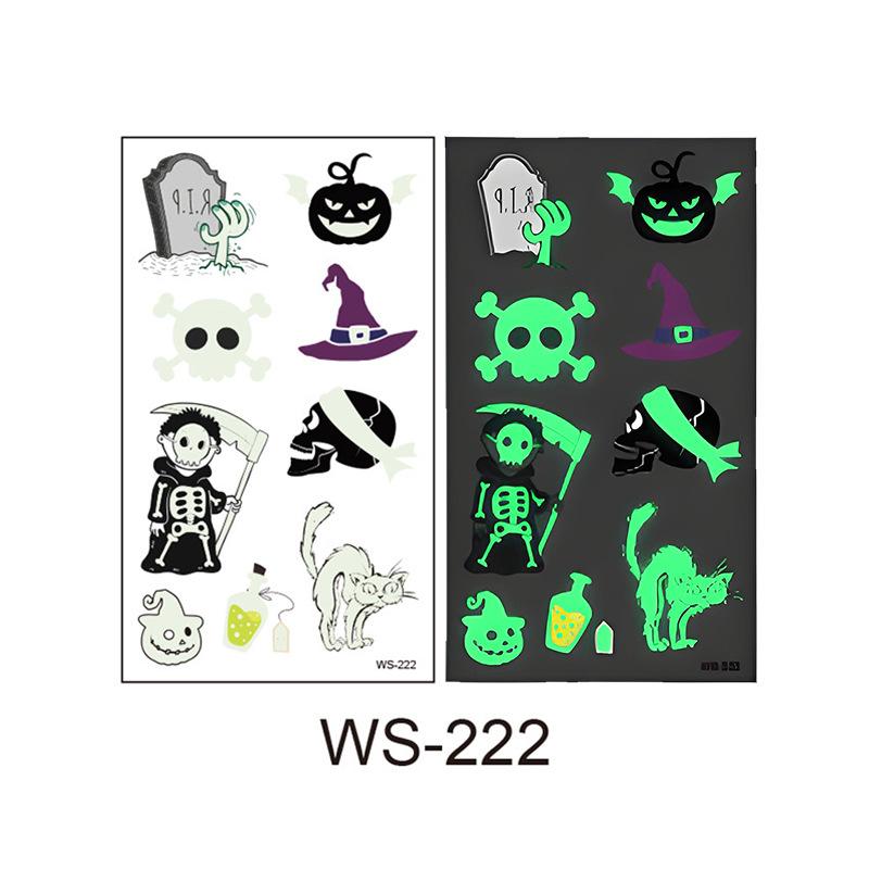 10Pcs Halloween Glow In the Dark Tattoos for Kids Waterproof Luminous Cartoon Pumpkin Ghost Face Arm Tattoo Stickers Party Gifts