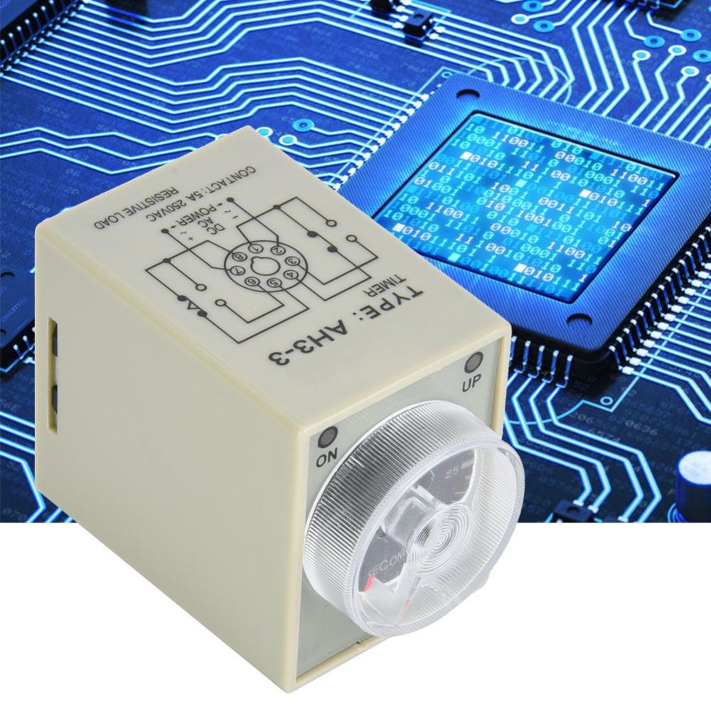 Durable AH3-3 Time Relay 30S 8 Pins Delay Timer 35mm Din Rail DC24V/AC220V Industrial Automation System Programmable Control