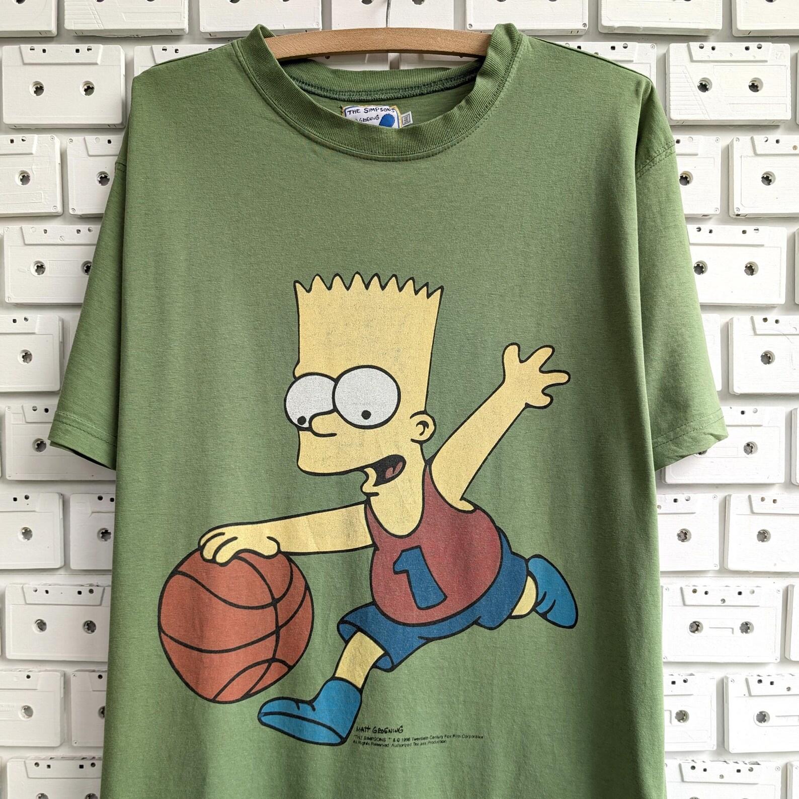 Vintage 1998 Bart Simpson Basketball T shirt The Simpsons Merch Tee Size L 4XL