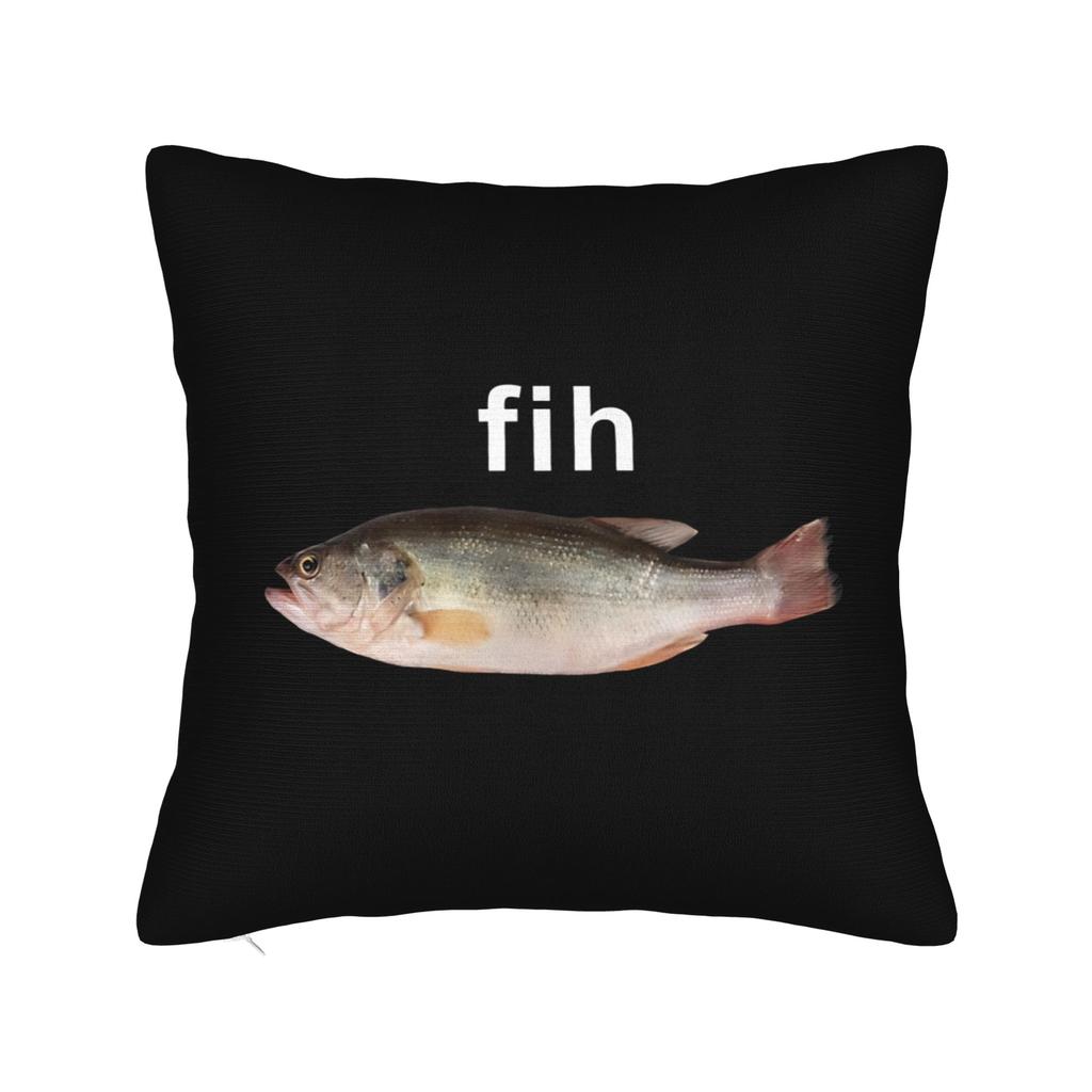 Fih Shoes Fish Funny Misspelled Fish Meme Fih Calling Humor Square Pillow Covers Room Cushion Cover Creative Decor Pillowcase