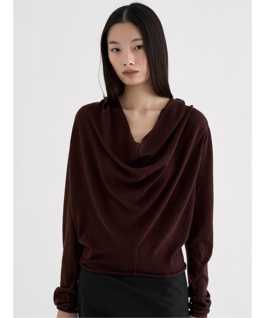 ANGGAE Cowl Neck Pullover Brown