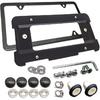Aootf Front License Plate Bracket- Universal Bumper Mounting Kit, Car Tag Holder Adapter & Black Aluminum Plate Cover, Anti-Theft Lock Screw Bolt