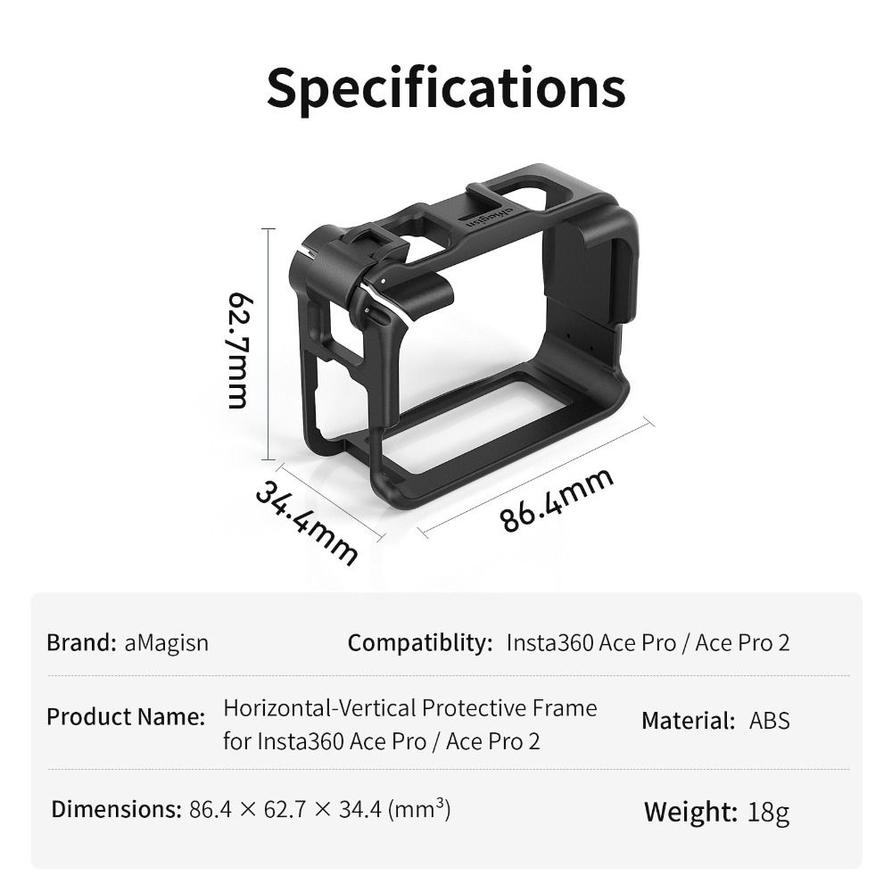 Horizontal Vertical Protective Frame for Insta360 Ace Pro 2/Ace Pro/Ace Action Camera Accessories