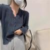 Women's Loose Cashmere Wool Cable Knit Cardigan Sweater with Round Neck