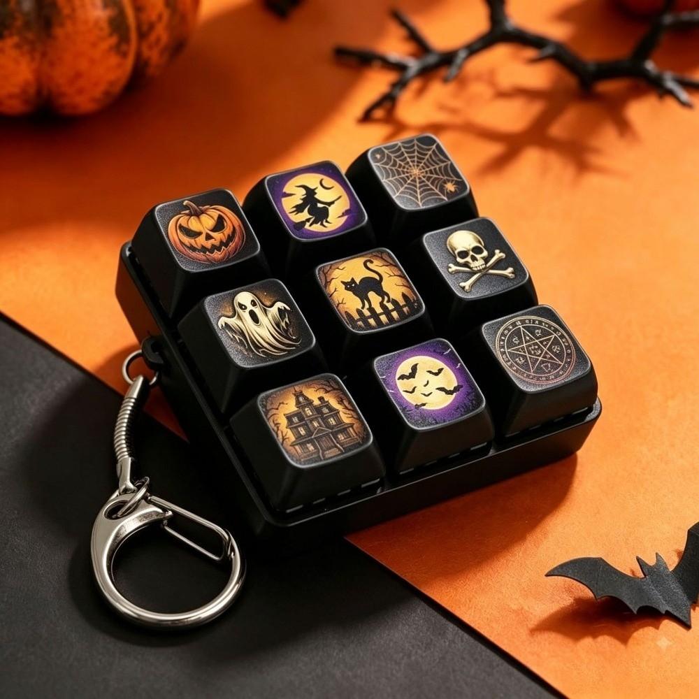Pumpkin Ghost Clicker Fidget Keyring Witch Theme Keycap Clicker Keychain Fidget Keychain Keyrings