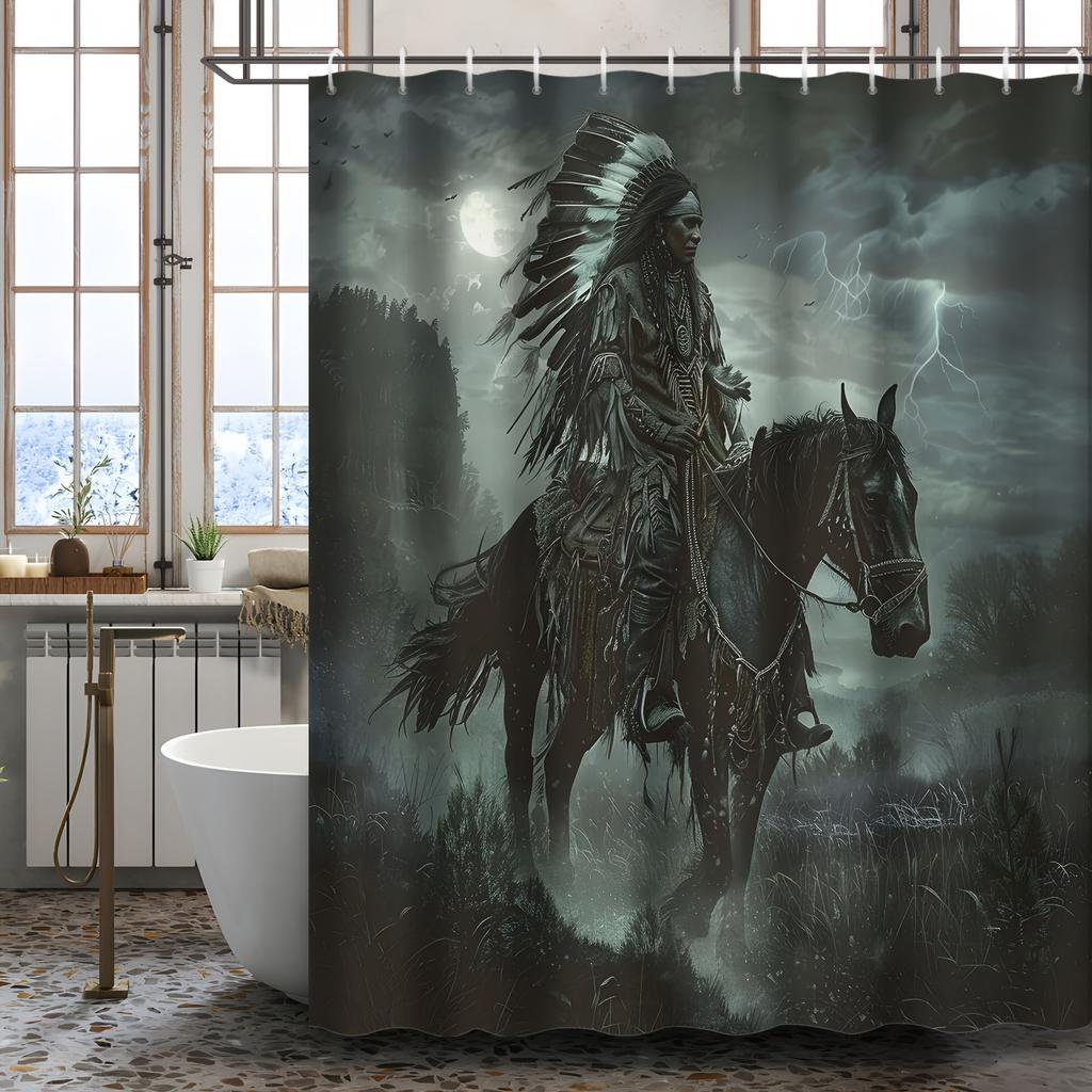 Mystical Horse with Feathers Shower Curtain - Water-Resistant Fabric for Bathroom - Perfect for Fantasy and Nature Lovers