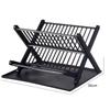Double Layer Folding Dish Rack with Cutlery Storage - No Installation Needed