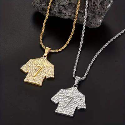 Trendige Hip Hop Weltmeisterschaft Vergoldete Diamant Luo Jersey Anhänger Halskette