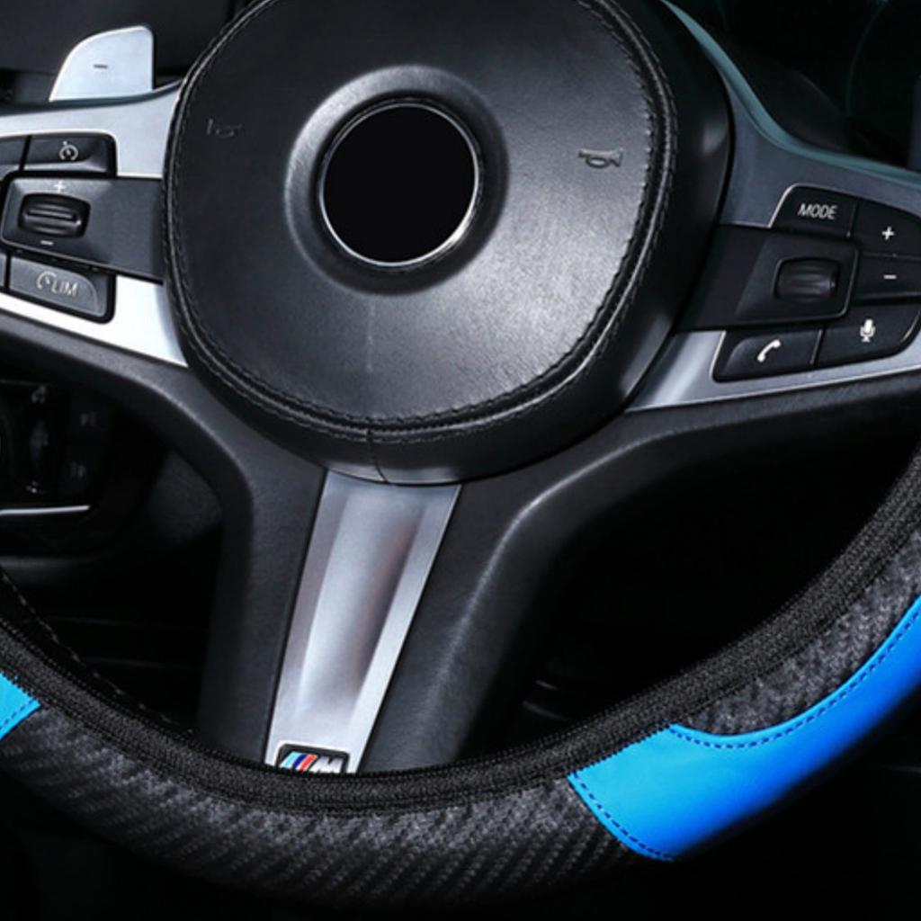 Capa de volante de carro de 38 cm, couro PU antiderrapante, universal, elástica, confortável e suave para