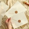 10Pcs Invitation Card Blessing Thank Envelope Linen Texture Greeting Card  Thanksgiving Day