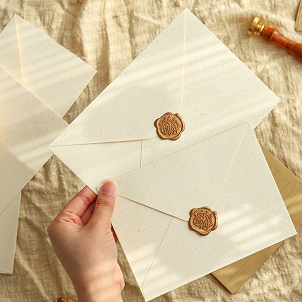 10Pcs Invitation Card Blessing Thank Envelope Linen Texture Greeting Card  Thanksgiving Day