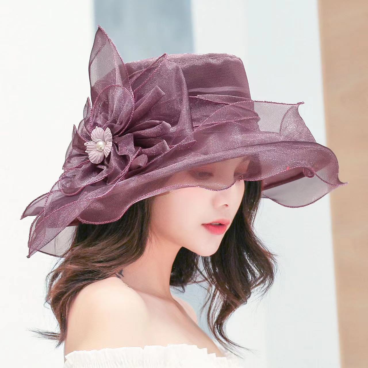 

Sun hat summer women s big bow mesh sun protection hat going out travel beach hat breathable sun hat M（56-58cm）