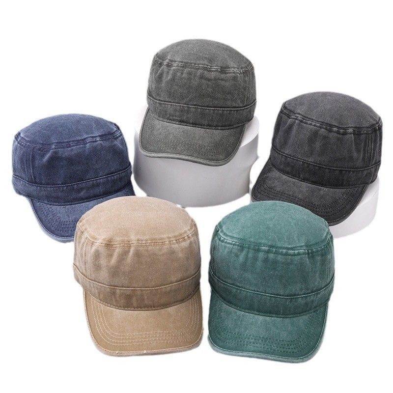 Simple Solid Color Denim Hat Pure Cotton Retro Washed Four-season Wide-brimmed Men's and Women's Hats Durable Fabric with Reinforced Construction