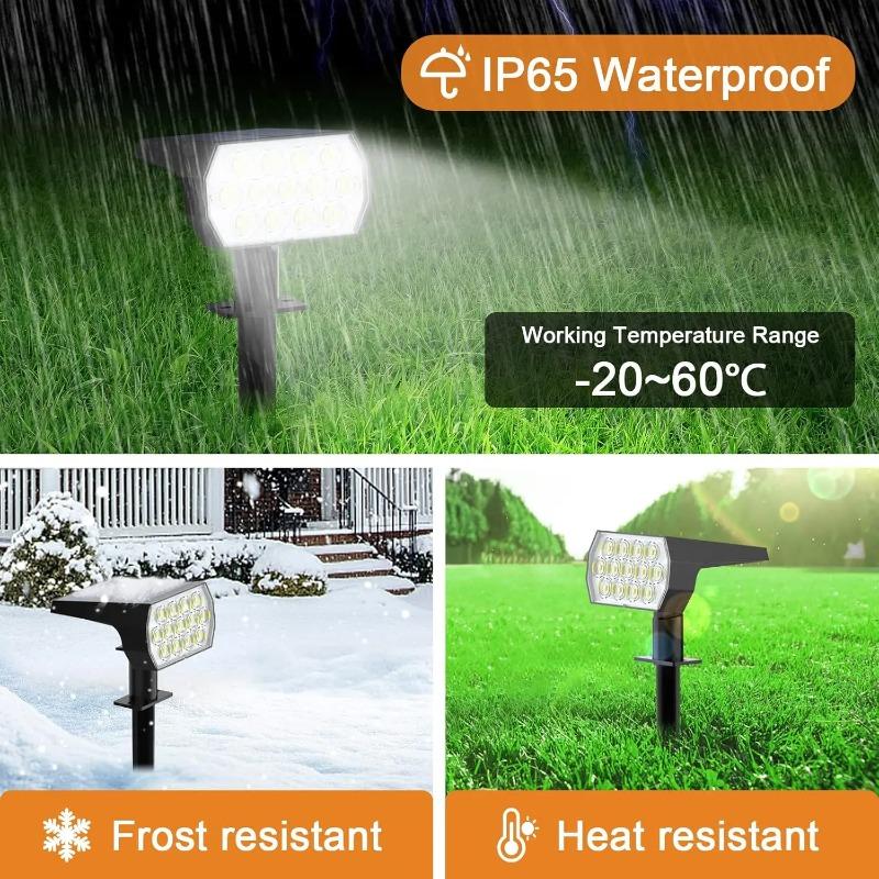 LED Solar Spot Lights Outdoor Garden 52 LED Solar Lights Waterproof 3 Modes Landscape Lighting Wall Lamp Garden Yard Tree Lawn