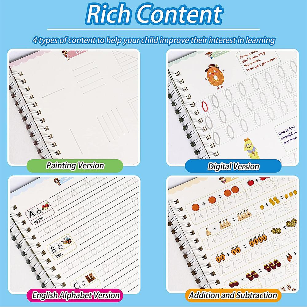 Magic Practice Copybook Reusable Copybook Preschool for Kids Age 3-8 Kinds