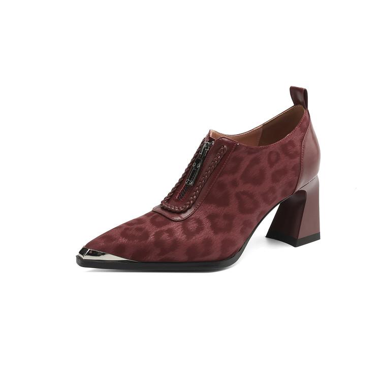 

Модная новая весенняя обувь из коровьей кожи с леопардовым принтом с острым носком для женщин, модные женские туфли-лодочки, женская обувь на толстом каблуке, лоферы, туфли на высоком каблуке 34 красный