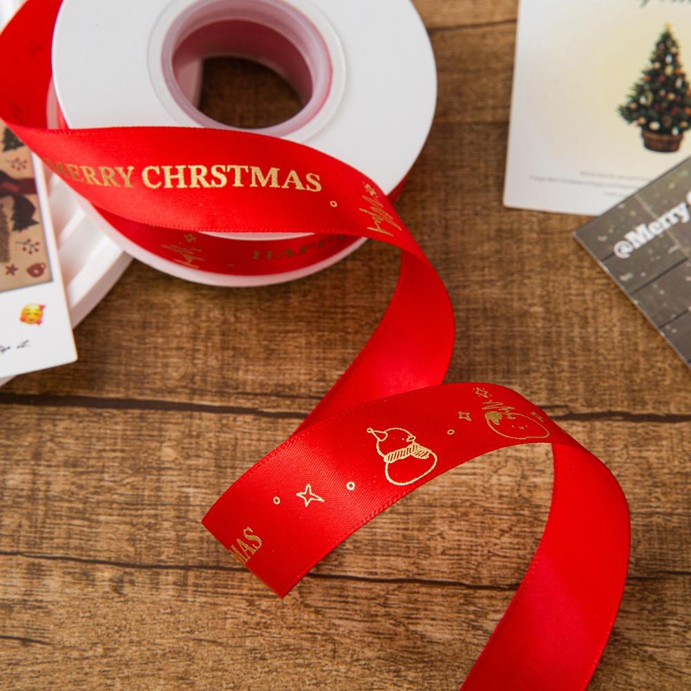 2.5CM Christmas Decor Ribbon Printed Design 25Y Length Polyester Ribbon Polyester Material DIY Gift Packing Home Decor