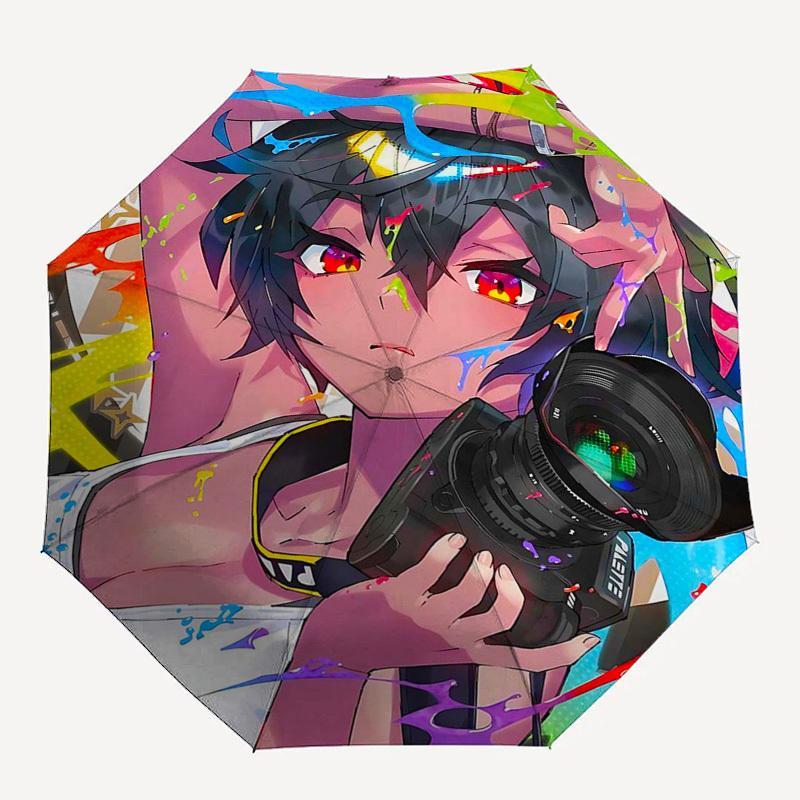 1pc Outdoor Umbrella with Anime Character Design - Automatic Opening/Closing, Portable 3-Fold Design, 8-Rib Iron Frame, Perfect Gift for Fans, Tr