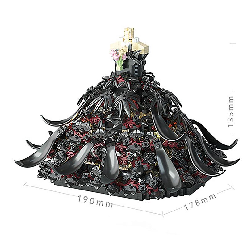 

Romantic Princess Wedding Dress Building Blocks Black and White Creative Assembly Toy for Girls Birthday Gift