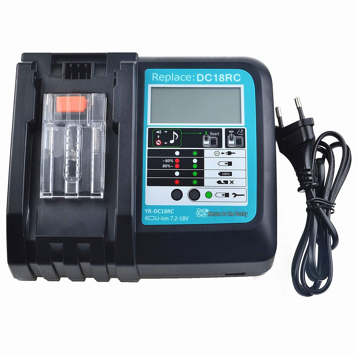 18V Fast Makita DC18RC Charger Replacement with LCD Display, No USB Port Charger with LCD Display, AU Plug