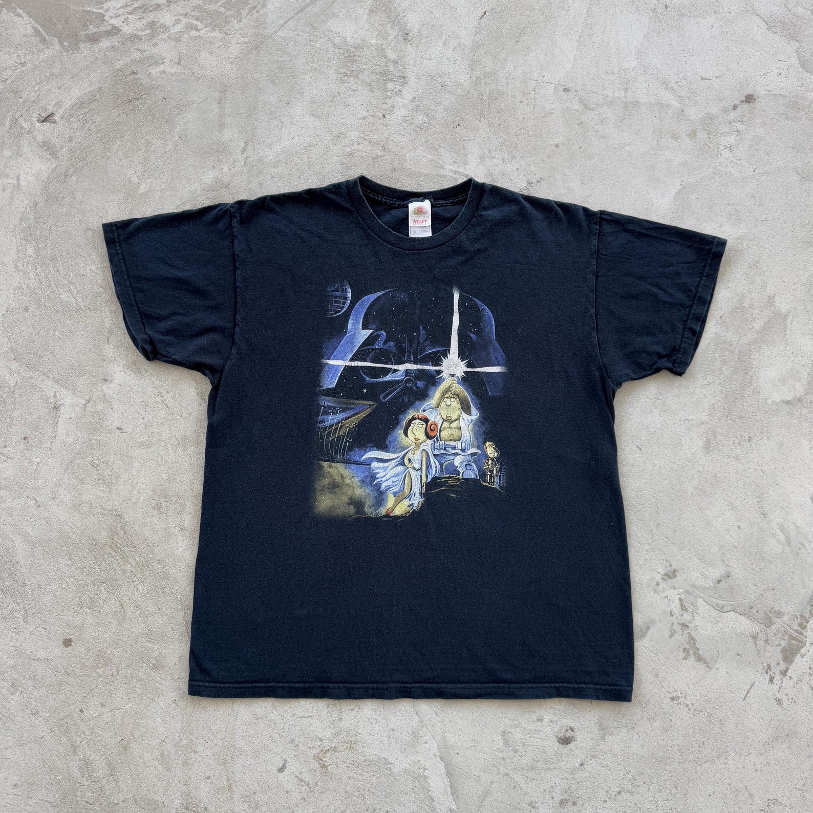 Vintage Family Guy Star Wars Graphic Logo Tee Shirt Size XL Black 2XL