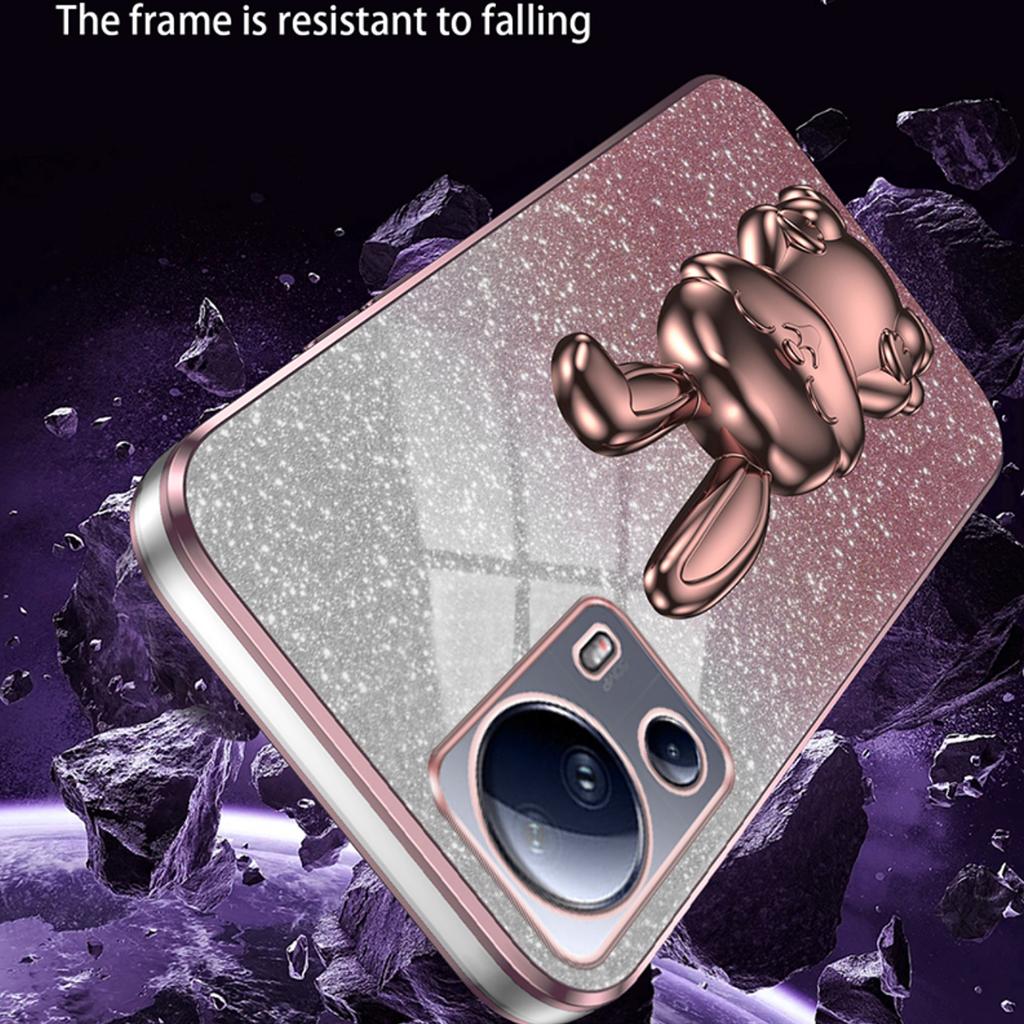 For Xiaomi 13 Lite/Civi 2 5G Case Glitter Rabbit Pull-out Kickstand Phone Cover