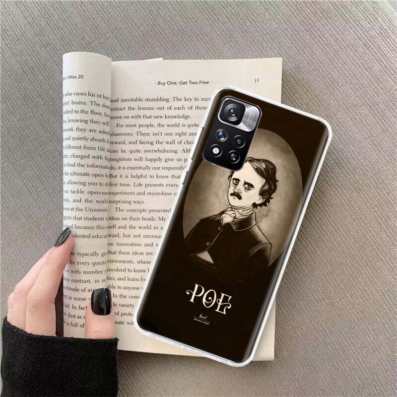 Edgar Allan Poe Phone Case For Redmi Note 13 12 Pro Plus 14 15 Pro 5G 11 11T 11E 11S 10 Pro 10S 9 9S Cover Cell Clear TPU Capa C
