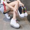 Fashion 10CM Heels Wedge Canvas Shoes Woman High Platform Sneakers Vulcanized Shoes Hidden Heel Height Increasing Casual Shoes