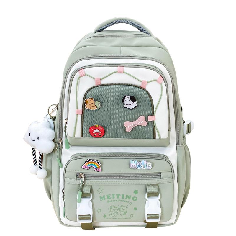 

New Cute and Fresh Girl Schoolbag Junior High School Student College Style Contrast Color Backpack Large Capacity Campus Backpack Single pack