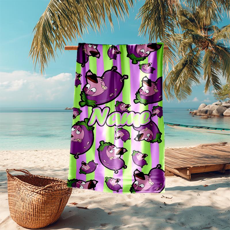 Personalized Customized Proof Beach Towel with Courage the Cowardly Dog Pattern - Soft, Absorbent, Quick-drying, Perfect Swimming, Camping&bathing
