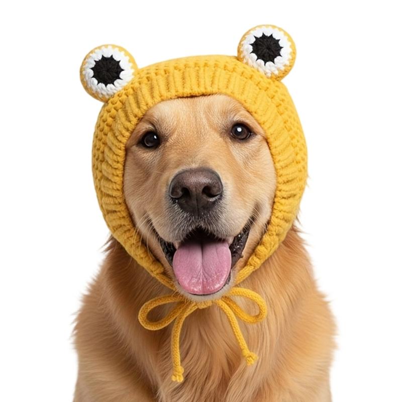 

Вязаная шапка для собаки Шапка Мягкая Утолщенная Ткань Теплая Погода Шапка для питомца Для праздничных нарядов И уличных задач жёлтый