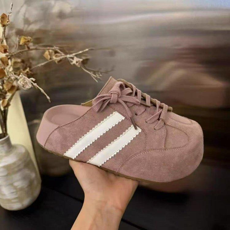Temperament Baotou half slippers women's outer wear spring 2025 new thick-soled lazy one-pedal Dexun Birkenstock shoes