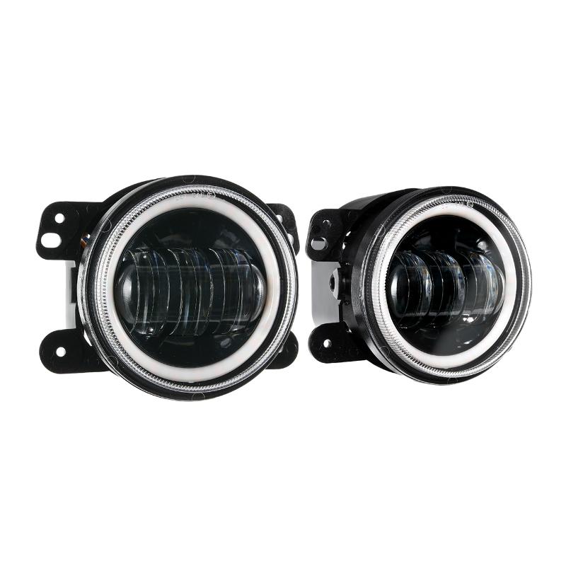 

1 пара 4-дюймовых автомобильных передних бамперов, светодиодные противотуманные фары, указатель поворота с угловыми глазами для Jeep Wrangler 07-18 JK JKU Tj чёрный