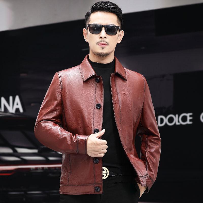 

Осенняя кожаная куртка, мужская кожаная короткая куртка с верхним слоем из натуральной яловой кожи, деловая повседневная куртка, тренд
