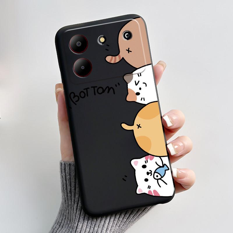 Süße Cartoon Hülle Für ZTE Blade A54 Fundas Capa Druckschale Schutzhülle Weiches Silikon Schwarzes Gehäuse Coque