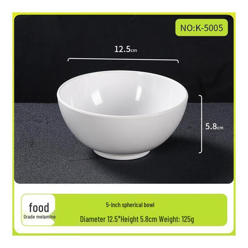 A5 Food-Grade Melamine 5-inch Chinese Rice Bowls - 10 Pack
