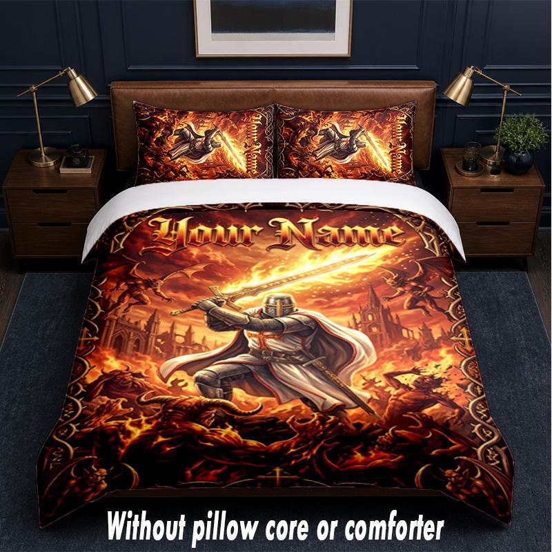 Portrait Man Theme Custom Text Or Name 3Pcs Bedding Set,1 Flat Sheet & 2 Pillowcases Personalized Home Bedding