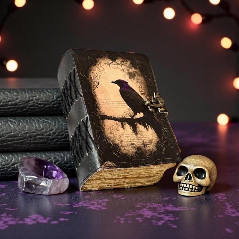 Raven Leather Journal: Gothic Wiccan Grimoire, Book of Shadows