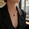 Vintage Square Pendant Necklace Enamel Square Necklace Chain Black Onyx Square Necklace Minimalist Geometric Choker Necklace Jewelry for Women