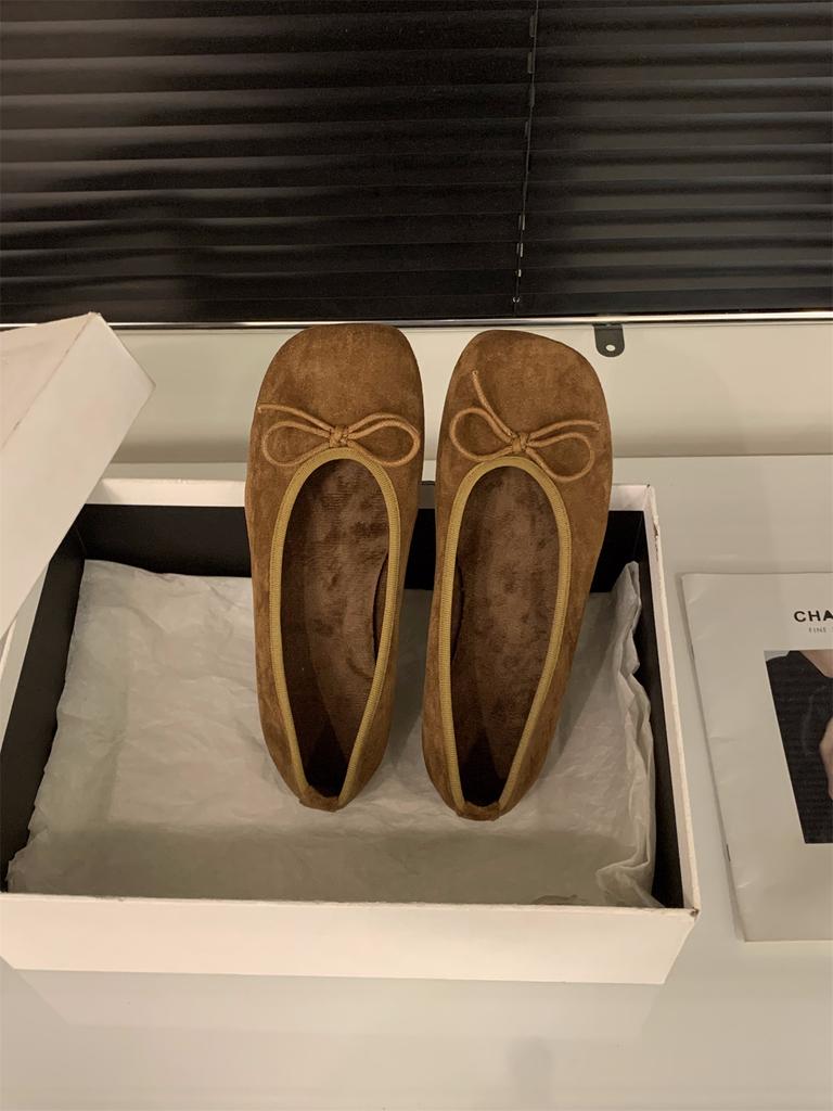 French flat-bottomed retro suede leopard print small single shoes women's shoes 2025 autumn and winter plush shoes Doudou shoes