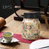 Tetera vintage con aislamiento floral de 1000 ml, mini cafetera, termo para oficina, infusor incorporado, jarra para bebidas, jarra térmica para café