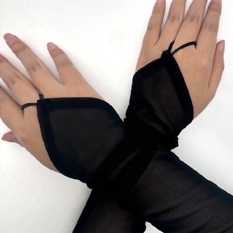 Antique 1920s Theme Party Long Fingerless Gloves with Bead Decors Sheer Gloves for Weddings Flapper Costume Accessory