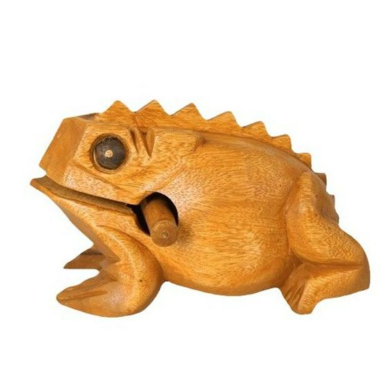 Thai Carved Wooden Sounding Frog - Lucky Handicraft Gift Toad Figurine