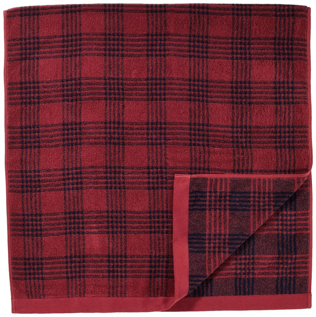 MUJI Fluffy Pile Bath Towel Red Set of 60 x 120 83431969 (Pattern) - Check, 4, cm, Soft,