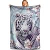 White Tiger Wild Beast Digitalprinted Polyester Bedroom Velvet Flannel Cover Blanket Fleece Soft Sofa Cover Blankets for Beds